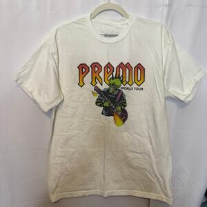 Premo World Tour T-Shirt Punk Skeleton Guitar Graphic Tee Size LG USA Made
